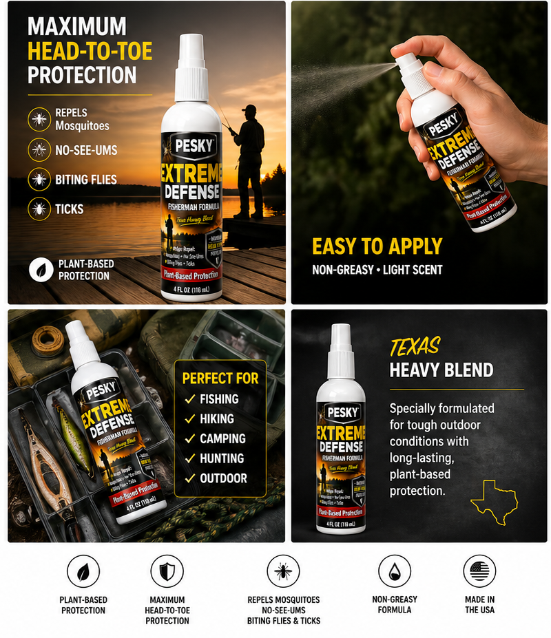 PESKY Bug Spray for Mosquitoes & Ticks | Extreme Defense Texas Heavy Blend “Fisherman Formula”-3