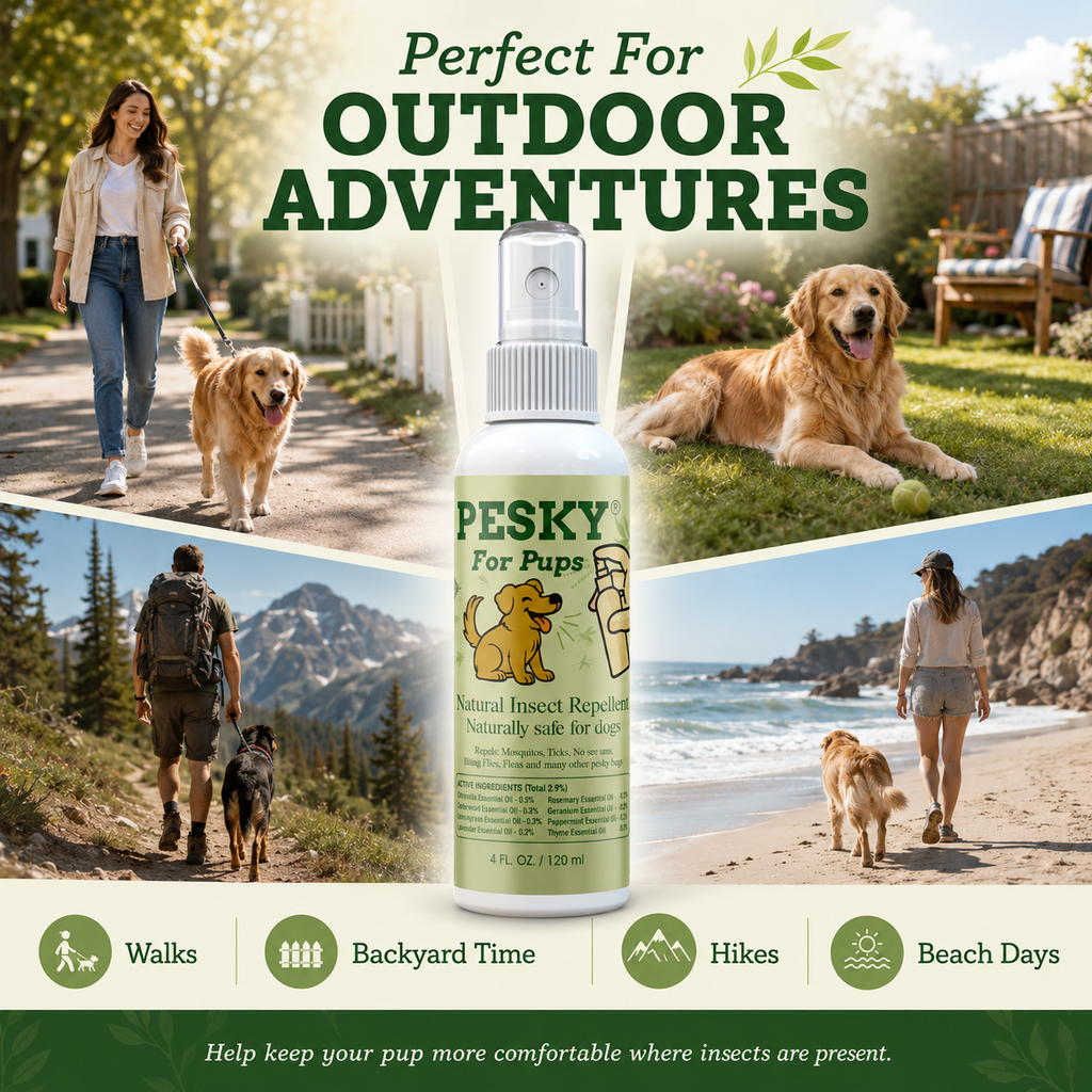 🐶 PESKY® for Pups Plant-Based Insect Deterrent Spray for Dogs 2oz-4