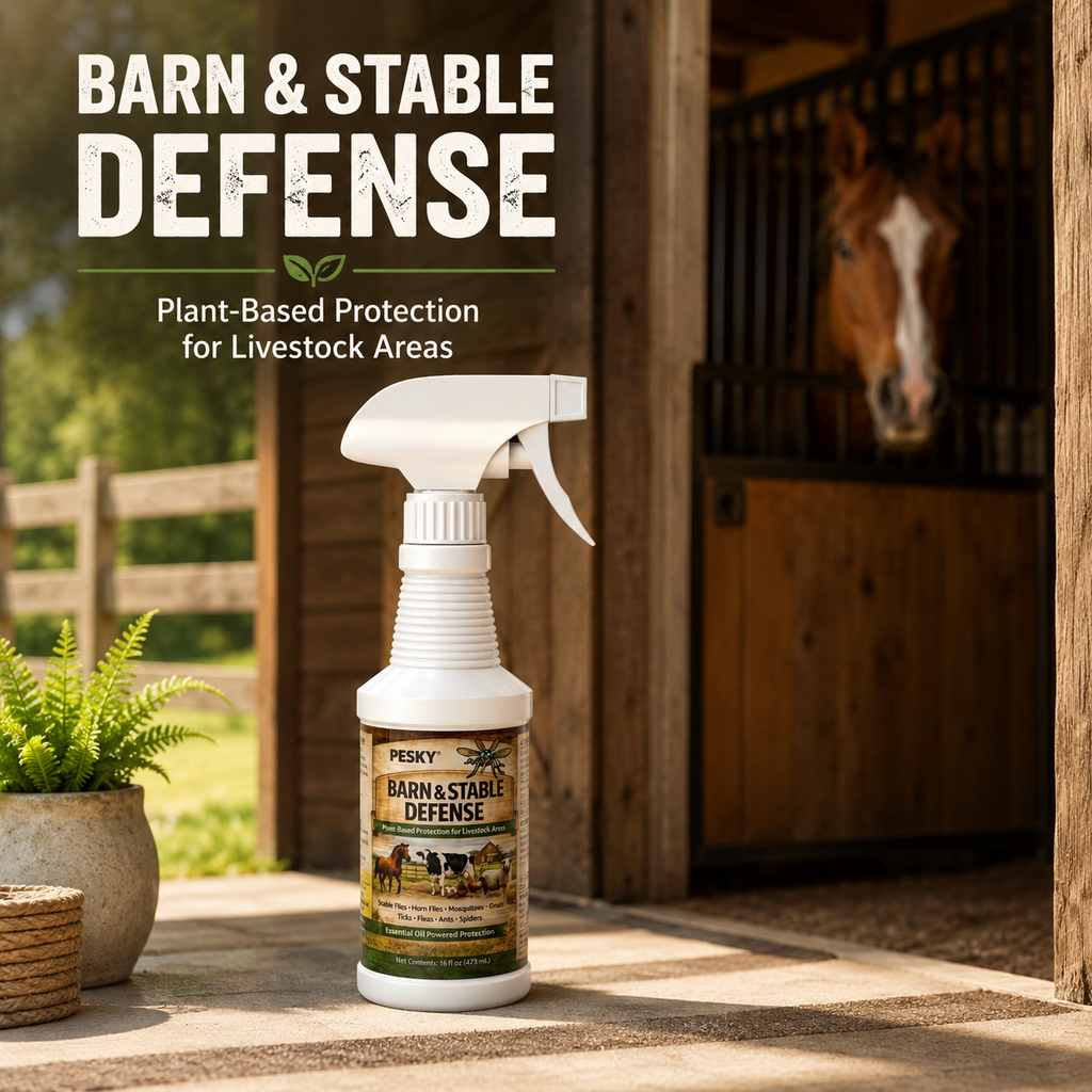 PESKY® Bug Away – Livestock Barn Surface Spray Plant-Based Insect Deterrent for Barns, Coops & Outdoor Animal Areas-1