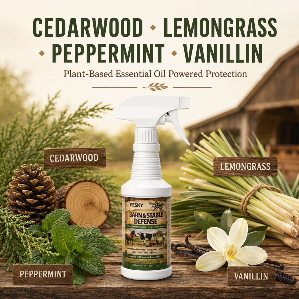 PESKY® Bug Away – Livestock Barn Surface Spray Plant-Based Insect Deterrent for Barns, Coops & Outdoor Animal Areas-3