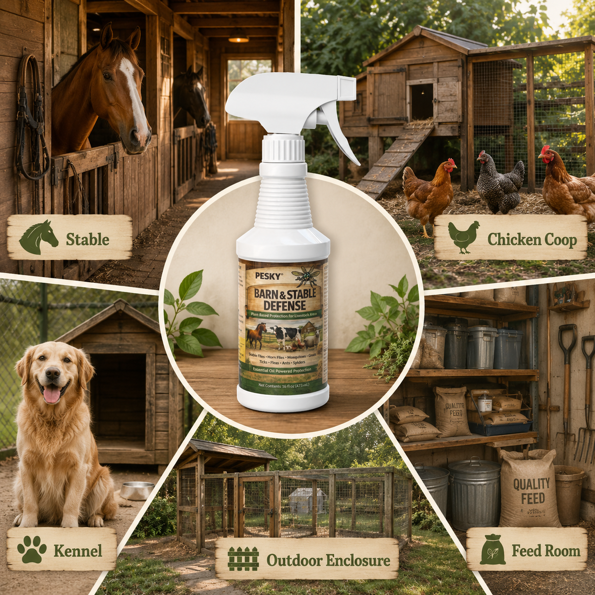 PESKY® Bug Away – Livestock Barn Surface Spray Plant-Based Insect Deterrent for Barns, Coops & Outdoor Animal Areas-4