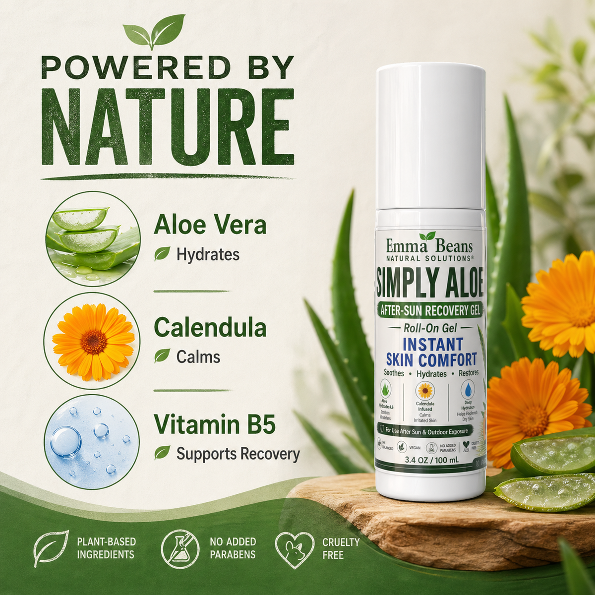 Simply Aloe After-Sun Recovery Gel Roll-On | Hydrating Aloe Vera Skin Soother-2